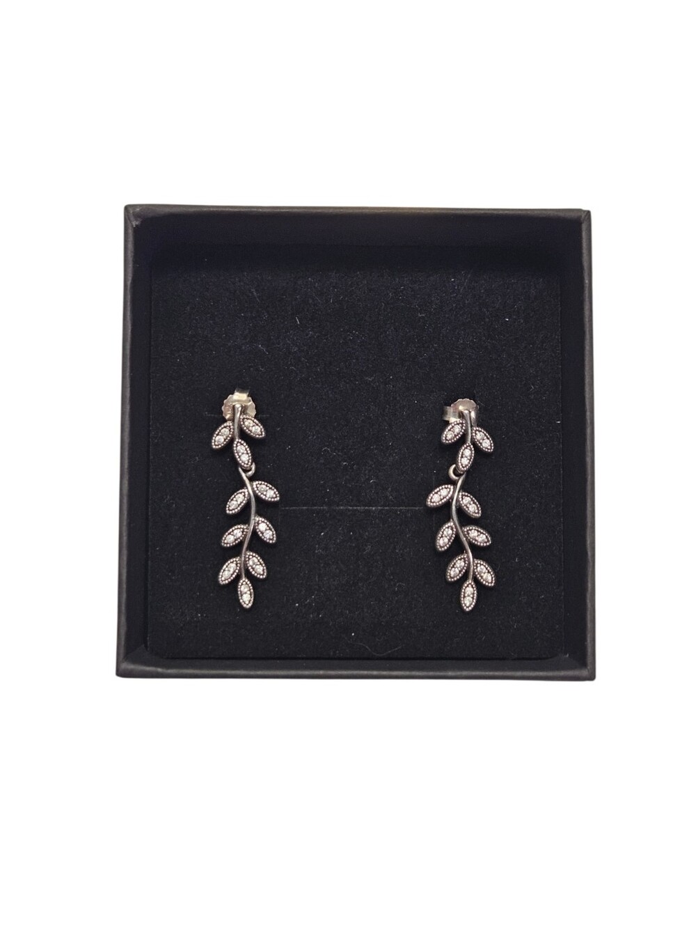 Pandora Sparkling Leaves Drop Stud Earrings S925 ALE